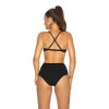 Dwuczesciowy Stroj kapielowy PUSH UP z wysokim stanem BRIGITT vF NEGRO Czarny LAVEL tyl