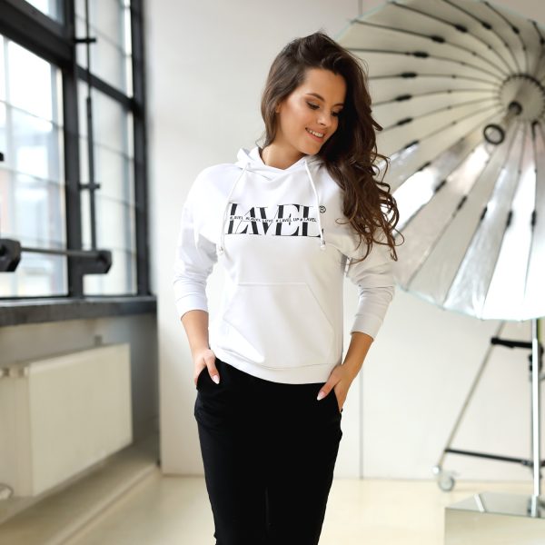 Bluza z kapturem Biala 025 bok LAVEL Bluza z kapturem Biala 025 bok LAVEL