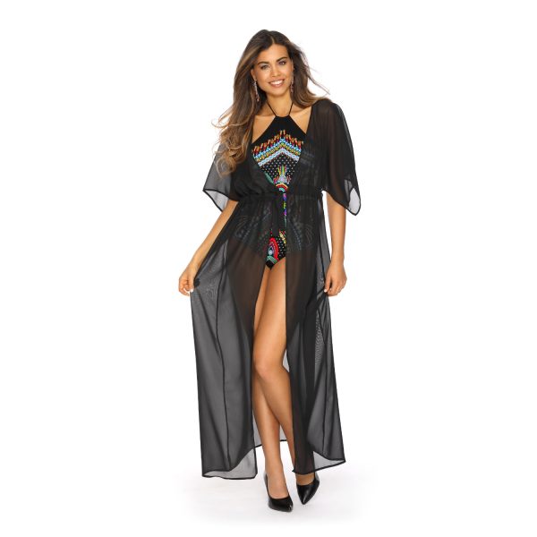 Sukienka Plazowa Dluga Kapielowa CZARNA LUNA2 NEGRO LAVEL przod