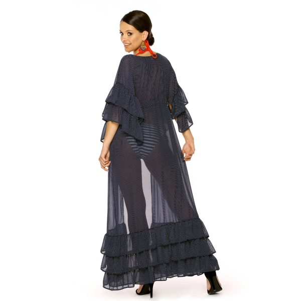 Sukienka Plazowa Dluga Kapielowa FALBANKA LUNA S33 GRANATOWA LAVEL tyl