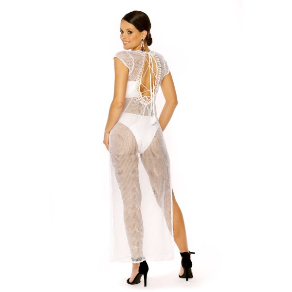 Sukienka Plazowa Dluga Kapielowa TUNIKA BIALA LAVEL tyl