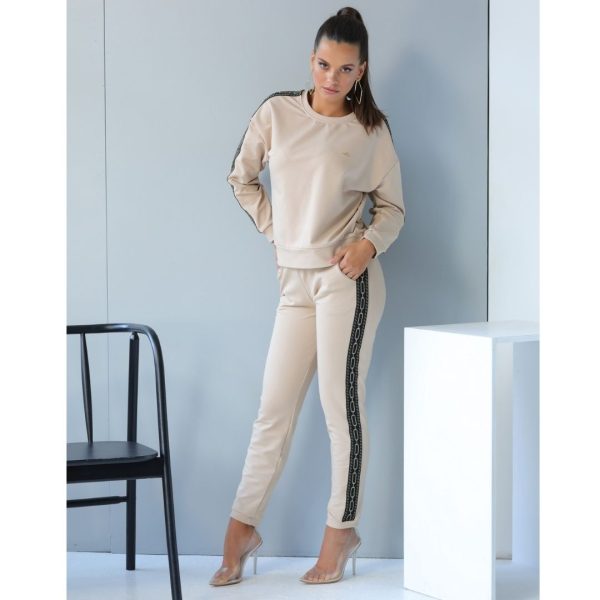 bluza dresowa bez kaptura i z lampasem bezowa 1 1