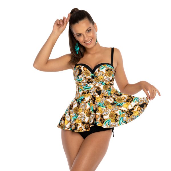 Tankini B D2 przod 2 rozkloszowana koszulka plazowa z majtkami LAVEL