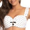 biustonosz kapielowy bialy kropki Brigitt B K10 przod LAVEL