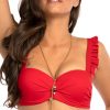 biustonosz kapielowy czerwony falbanka Brigitt B F6 przod LAVEL