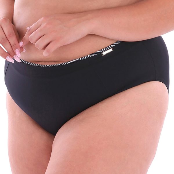 modne majtki kapielowe plus size Loren 1 E6 bialo czarny wzor w jodelke klasyczny kroj producent LAVEL bok