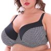 modny biustonosz kapielowy plus size Loren 1 E6 bialo czarny wzor w jodelke na duzy biust autorskie miski Size producent LAVEL bok