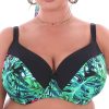modny biustonosz kapielowy plus size Loren 1 N16 w liscie i kwiaty na duzy biust autorskie miski Size producent LAVEL przod