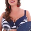 modny biustonosz kapielowy plus size Loren 1 i 2 PS8 z paskami granatowo bialymi z wiazanymi majtkami na duzy biust autorskie miski Size producent LAVEL przod