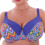 modny biustonosz kapielowy plus size Loren 2 N13 radosny kolorowy wzor na duzy biust autorskie miski Size producent LAVEL przod