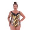 stroj kapielowy jednoczesciowy plus size Leila F11 modny zwierzecy motyw przod wyszczuplajacy autorskie miski piankowe Size polski producent LAVEL
