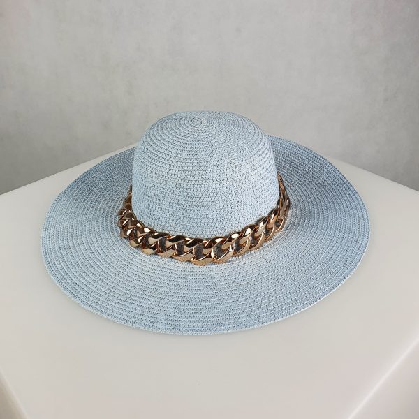 kapelusz letni plazowy z lancuchem Luna Baby Blue Blekitny polski producent strojow kapielowych LAVEL sam kapelusz