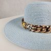 kapelusz letni plazowy z lancuchem Luna Baby Blue Blekitny polski producent strojow kapielowych LAVEL zblizenie