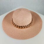 kapelusz letni plazowy z lancuchem Luna Pale Pink Pudrowy Roz polski producent strojow kapielowych LAVEL sam kapelusz