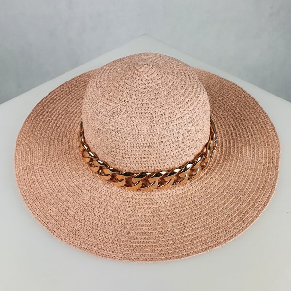 kapelusz letni plazowy z lancuchem Luna Pale Pink Pudrowy Roz polski producent strojow kapielowych LAVEL sam kapelusz