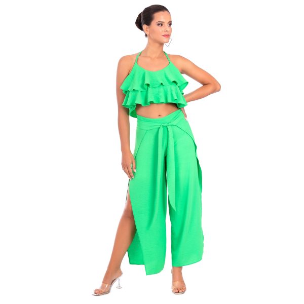 iga top pant r5 spodnie plazowe z rozcieciami top plazowy z falbankami polski producent lavel 2023 przod