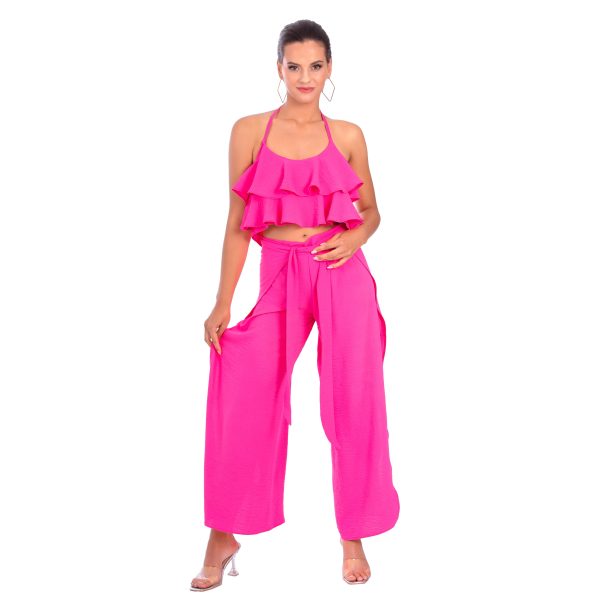 iga top pant r8 spodnie plazowe z rozcieciami top plazowy z falbankami polski producent lavel 2023 przod