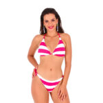 megan a16 dwuczesciowy miekki stroj kapielowy wiazany na szyi z wiazanymi regulowanymi majtkami polska produkcja lavel 2023 przod