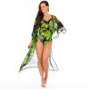 LUNA S Z23 dluga sukienka plazowa narzutka pareo narzutan na stroj kapielowy w liscie palmy zwiewna z rekawami boho polska produkcja przezroczysta lavel 7