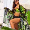 kimono Z23 zielone narzuta na stroj kapielowy peniuar przezroczysty szlafrok pareo narzutka plazowa liscie polska produkcja lavel 2024 5p3