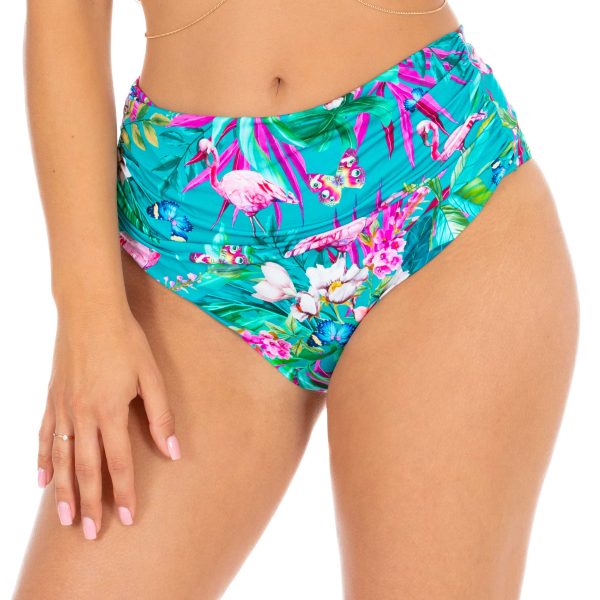 Figi Abi N23 Modelujace Figi Kapielowe Abi Plus Size Wysoki Stan Morski z Tropikalnym Wzorem Majtki ukrywajace Boczki Wyszczuplajace polski producent LAVEL 2024 (1)