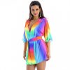 Kristina C8 Kolorowa sukienka narzutka plazowa z paskiem narzuta na stroj kapielowy dodatki plazowe cieniowana z dlugim rekawem pareo krotka XXL polski producent LAVEL 2024 (7)