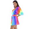 Kristina C8 Kolorowa sukienka narzutka plazowa z paskiem narzuta na stroj kapielowy dodatki plazowe cieniowana z dlugim rekawem pareo krotka XXL polski producent LAVEL 2024 (8)