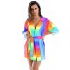 Kristina C8 Kolorowa sukienka narzutka plazowa z paskiem narzuta na stroj kapielowy dodatki plazowe cieniowana z dlugim rekawem pareo krotka XXL polski producent LAVEL 2024 (9)