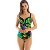 Leila N20 Jednoczesciowy kostium kapielowy z miekkimi miskami piankowymi na duzy biust dla puszystych w roslinny wzor na duzy brzuch wyszczuplajacy xxl polski producent LAVEL 2024 (6)