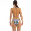 Lili Reg q3 srebrne bikini kostium kapielowy wiazany na szyi na aly biust wiazany w talii z wiazaniami trojkatne