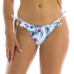 Panties Lili vReg C9 Regulowane majtki kapielowe uwydatniajace posladki. Kapielowki damskie z paseczkami seksowne w kwiaty dol od bikini bialy w roslinny wzor polski producent LAVEL 2024 (1)