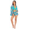 Paola Komplet N23 Komplet plazowy komplet damski z szortami ze spodenkami narzutka plazowa letni komplet nad wode bialy w kwiaty narzutka na stroj kapielowy polski producent LAVEL 2024 (7)