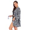 Selena S44 Narzuta na kostium kapielowy Krotka sukienka narzutka plazowa w zwierzecy wzor z paskiem na duzy biust na duzy brzuch wyszczuplajaca lavel polski producent LAVEL 2024 (2)