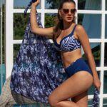 LOREN T5 dwuczesciowy kostium kapielowy plus size na duzy biust granatowy z wysokim stanem dla duzego brzucha wyszczuplajace bikini lavel 2024 14