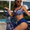 LOREN T5 dwuczesciowy kostium kapielowy plus size na duzy biust granatowy z wysokim stanem dla duzego brzucha wyszczuplajace bikini lavel 2024 2