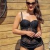 Tankini A Negro czarny koronkowy kostium kapielowy stroj kapielowy zaslaniajacy brzuch seksowne zmyslowe bikini lavel 2024 5