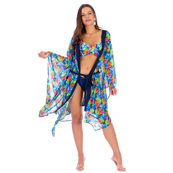 kimono n22 szlafrok narzutka na plaze na lato na stroj kapielowy sukienka na kostium w kwiatki kwiatowy wzor plus size lavel 2024(1)