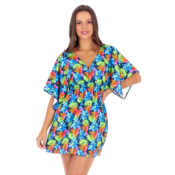 luna n22 krotka sukienka lazowa z gumka w talii w kwiaty drobne narzutka pareo peniuar polska produkcja lavel(2)