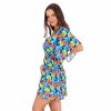 luna n22 krotka sukienka lazowa z gumka w talii w kwiaty drobne narzutka pareo peniuar polska produkcja lavel(4)