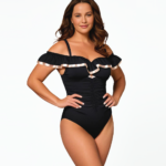 Anastazja O FB Gold Modelujący jednoczęściowy strój kąpielowy typu hiszpanka z push up i zapinaniem z tyłu czarny złoty LAVEL polska produkcja 2025 1