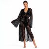 Aura K44 Elegancka czarna koronkowa narzutka plażowa długa z rozkloszowanymi rękawami czarny góra od bikini dół od bikini LAVEL polska produkcja 2025 3