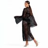 Aura K44 Elegancka czarna koronkowa narzutka plażowa długa z rozkloszowanymi rękawami czarny góra od bikini dół od bikini LAVEL polska produkcja 2025 8