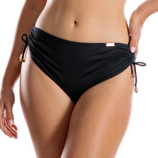 Figi Loren L Negro Czarne majtki kąpielowe z regulowanym stanem i ściągaczami na bokach kąpielowy LAVEL polska produkcja 2025 1