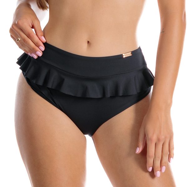 Figi v L Negro Modelujące majtki kąpielowe z baskinką oraz wysokim stanem czarny kąpielowy dwuczęściowy strój kąpielowy LAVEL polska produkcja 2025 1