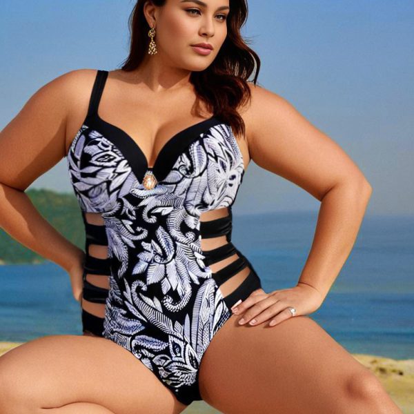 Aleksja P B7 Jednoczęściowy kostium kąpielowy piankową miseczką na duży biust czarny kąpielowy na duży biust xxl LAVEL polska produkcja 2025 1