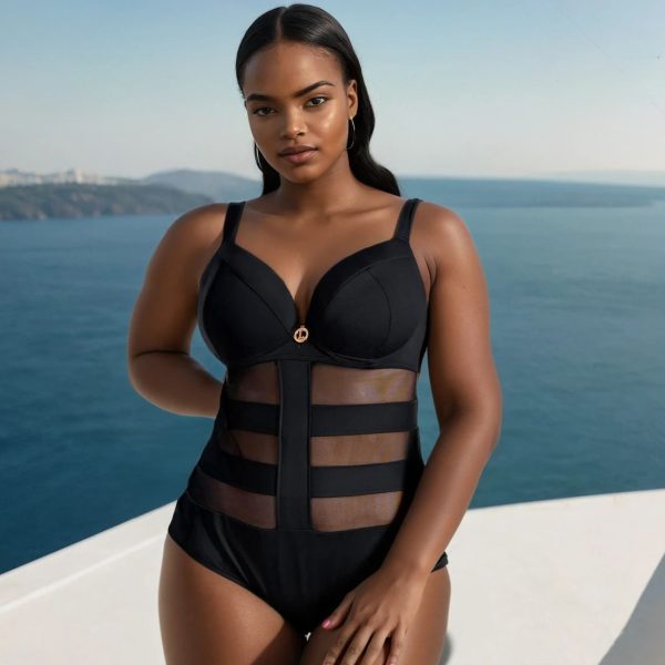 Czarny jednoczęściowy strój kąpielowy na duży biust LJ 612 126 polska produkcja Lavel 2025