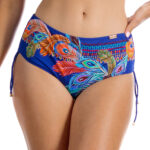 Figi Loren 2 Z26 Chabrowe majtki kąpielowe z regulowaną wysokością stanu i ściągaczami po bokach chabrowy niebieski kostium LAVEL polska produkcja 2025 1