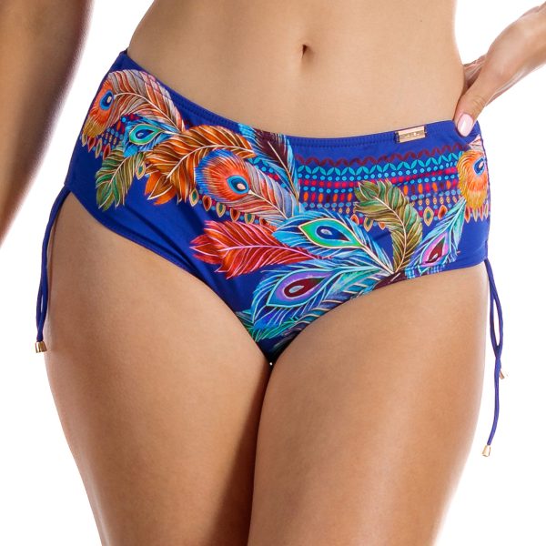 Figi Loren 2 Z26 Chabrowe majtki kąpielowe z regulowaną wysokością stanu i ściągaczami po bokach chabrowy niebieski kostium LAVEL polska produkcja 2025 1