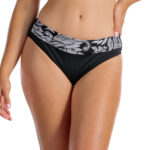 Figi v C B7 Majtki kąpielowe z ozdobym pasem i marszczeniem po bokach czarny LAVEL polska produkcja 2025 1