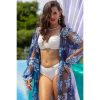 Tunika F K42 Kwiecista tunika plażowa przeźroczysty szlafrok mgiełka w kwiaty granatowy niebieski od bikini na duży biust LAVEL polska produkcja 2025 2